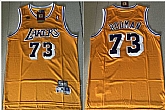 Lakers 73 Dennis Rodman Yellow Hardwood Classics Jersey,baseball caps,new era cap wholesale,wholesale hats